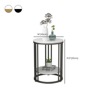 Modern Gold Metal Round 2 Tiers Side Table for Living Room