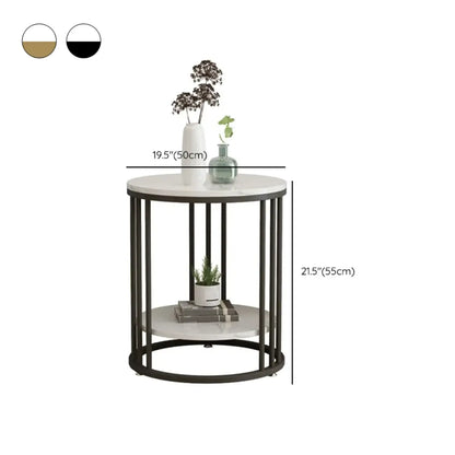 Modern Gold Metal Round 2 Tiers Side Table for Living Room