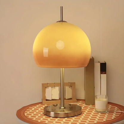 Caramel Gradient Glass Dome Table Lamp Stainless Steel Base