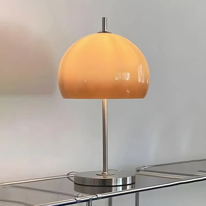 Caramel Gradient Glass Dome Table Lamp Stainless Steel Base