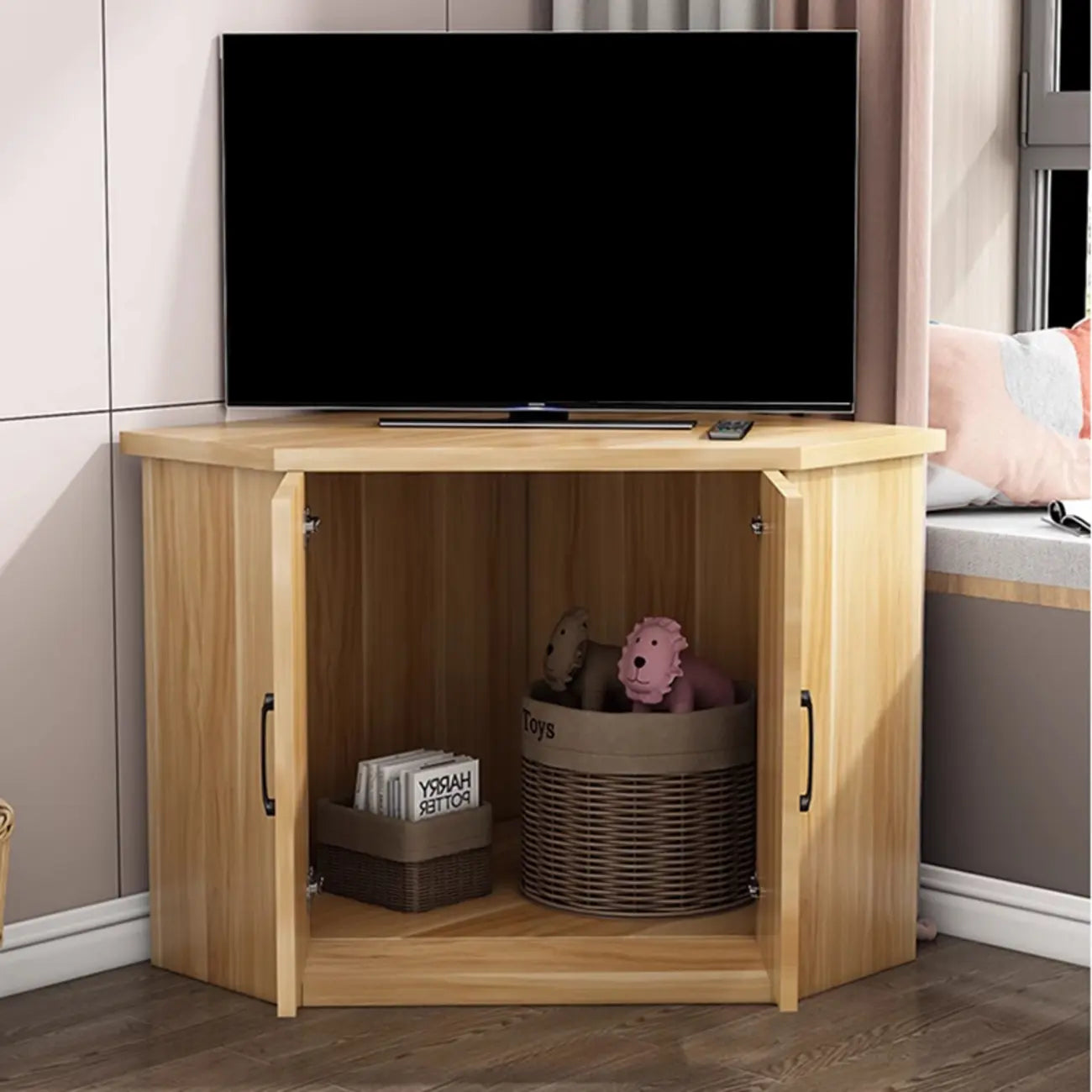 Modern Manufactured Wood Corner Utility Cabinet for Living Room