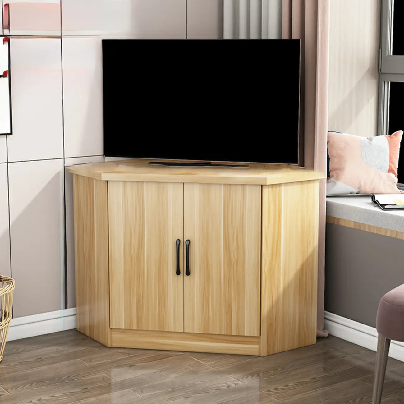 Modern Manufactured Wood Corner Utility Cabinet for Living Room