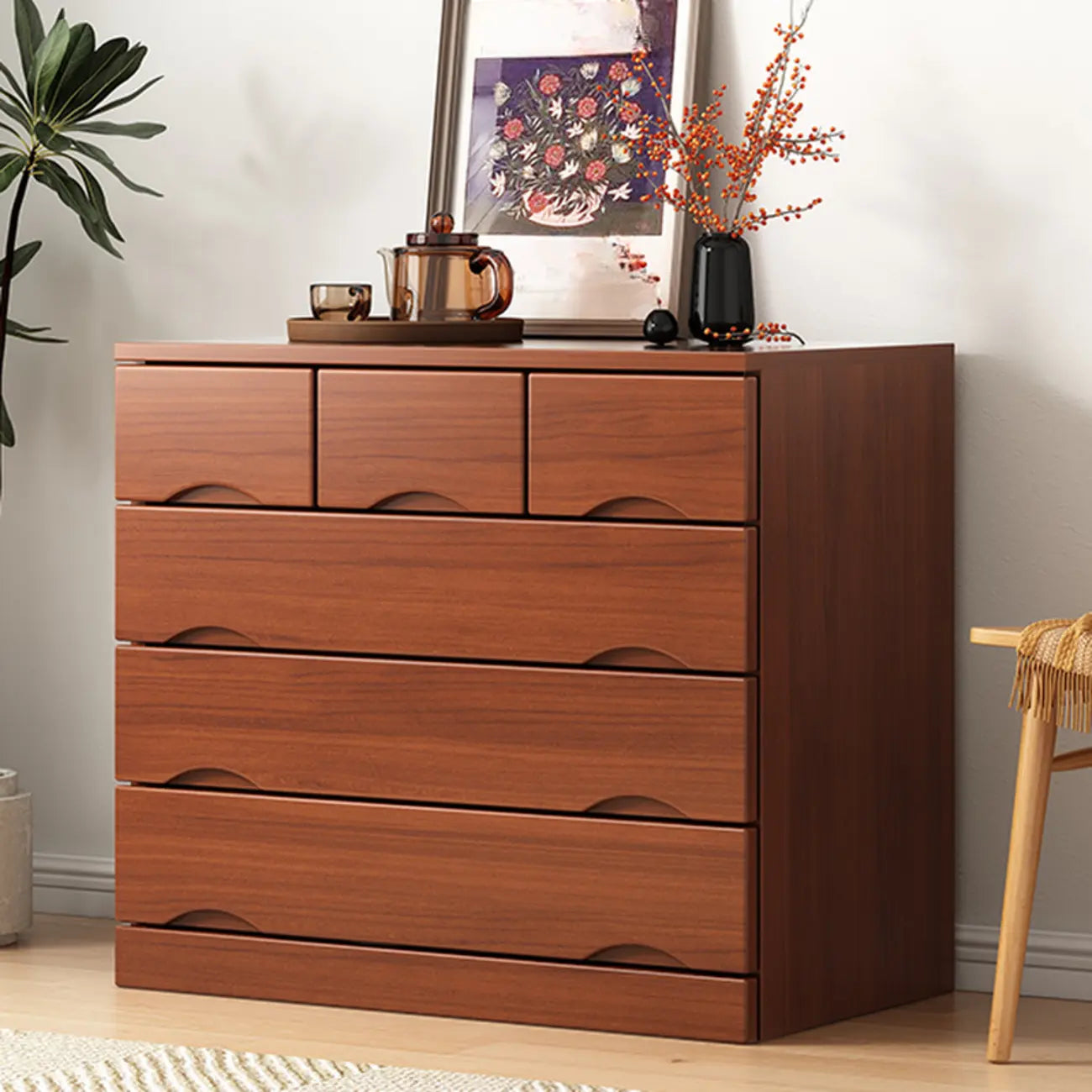 Industrial Solid Wood Combo Dressers with 5-Drawers for Bedroom