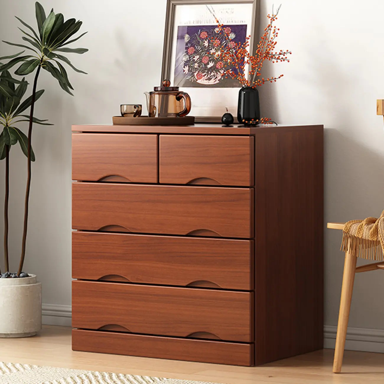 Industrial Solid Wood Combo Dressers with 5-Drawers for Bedroom