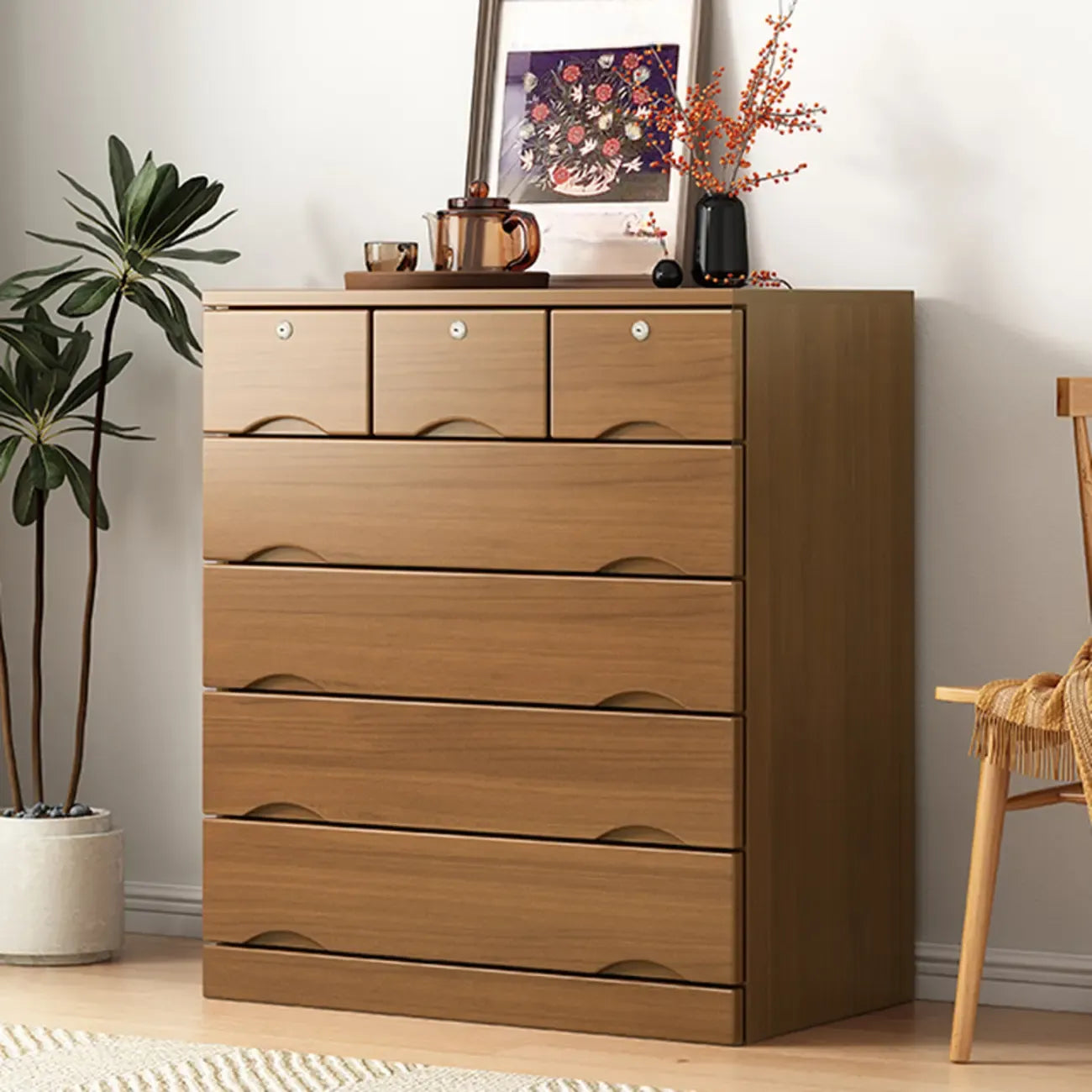 Industrial Solid Wood Combo Dressers with 5-Drawers for Bedroom