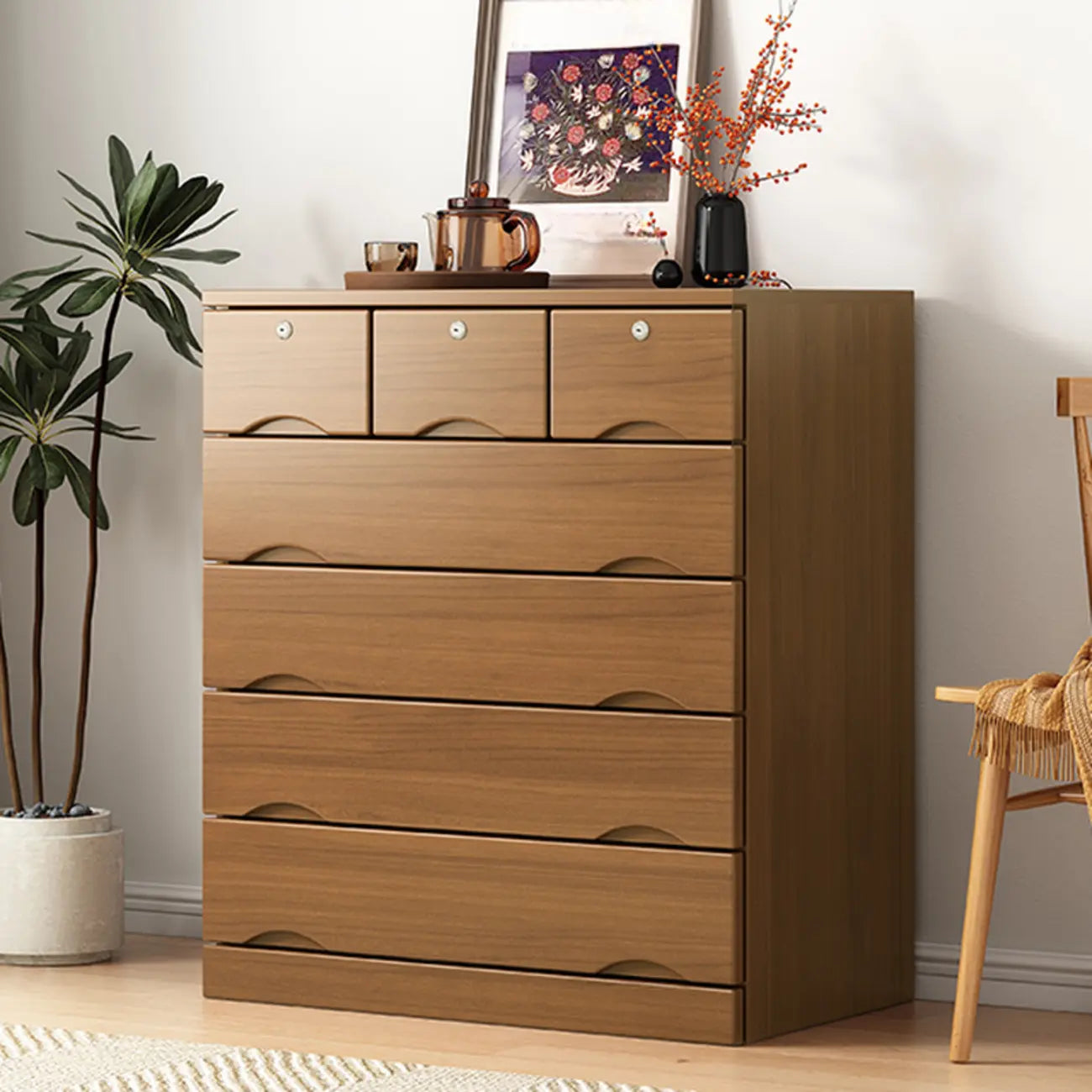 Industrial Solid Wood Combo Dressers with 5-Drawers for Bedroom