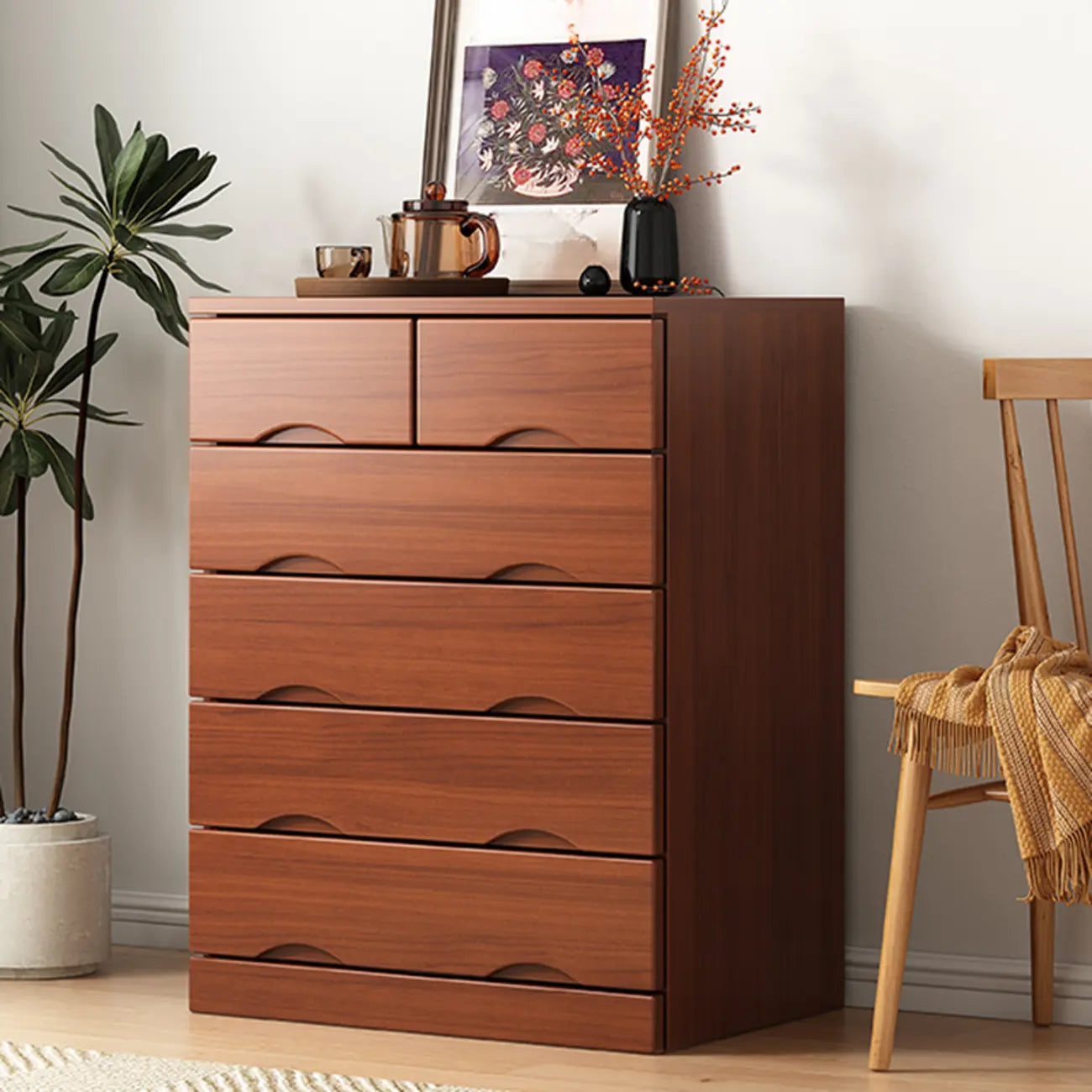 Industrial Solid Wood Combo Dressers with 5-Drawers for Bedroom