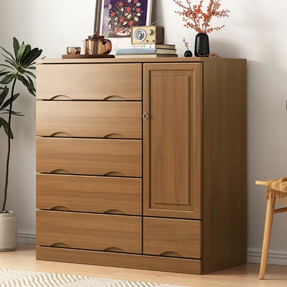 Industrial Solid Wood Combo Dressers with 5-Drawers for Bedroom