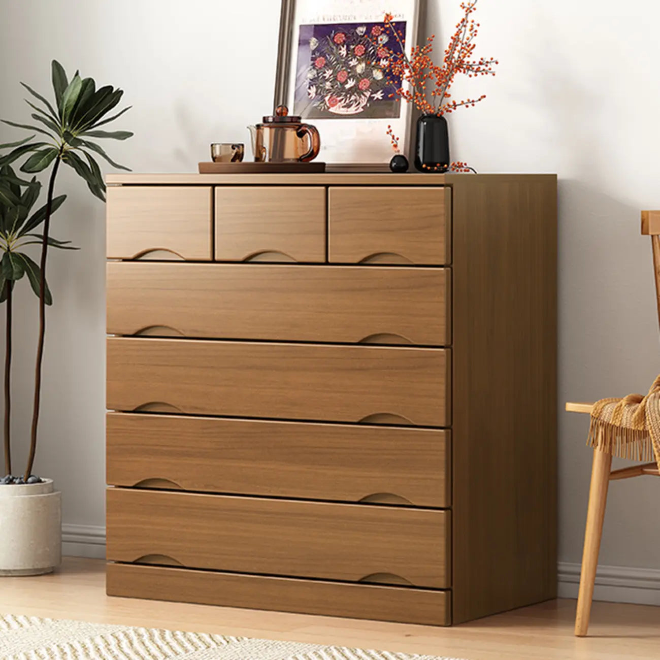 Industrial Solid Wood Combo Dressers with 5-Drawers for Bedroom