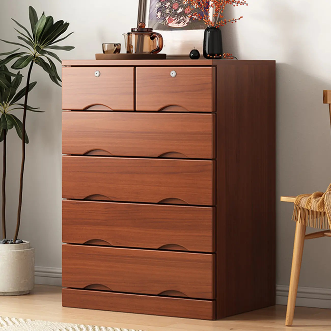 Industrial Solid Wood Combo Dressers with 5-Drawers for Bedroom
