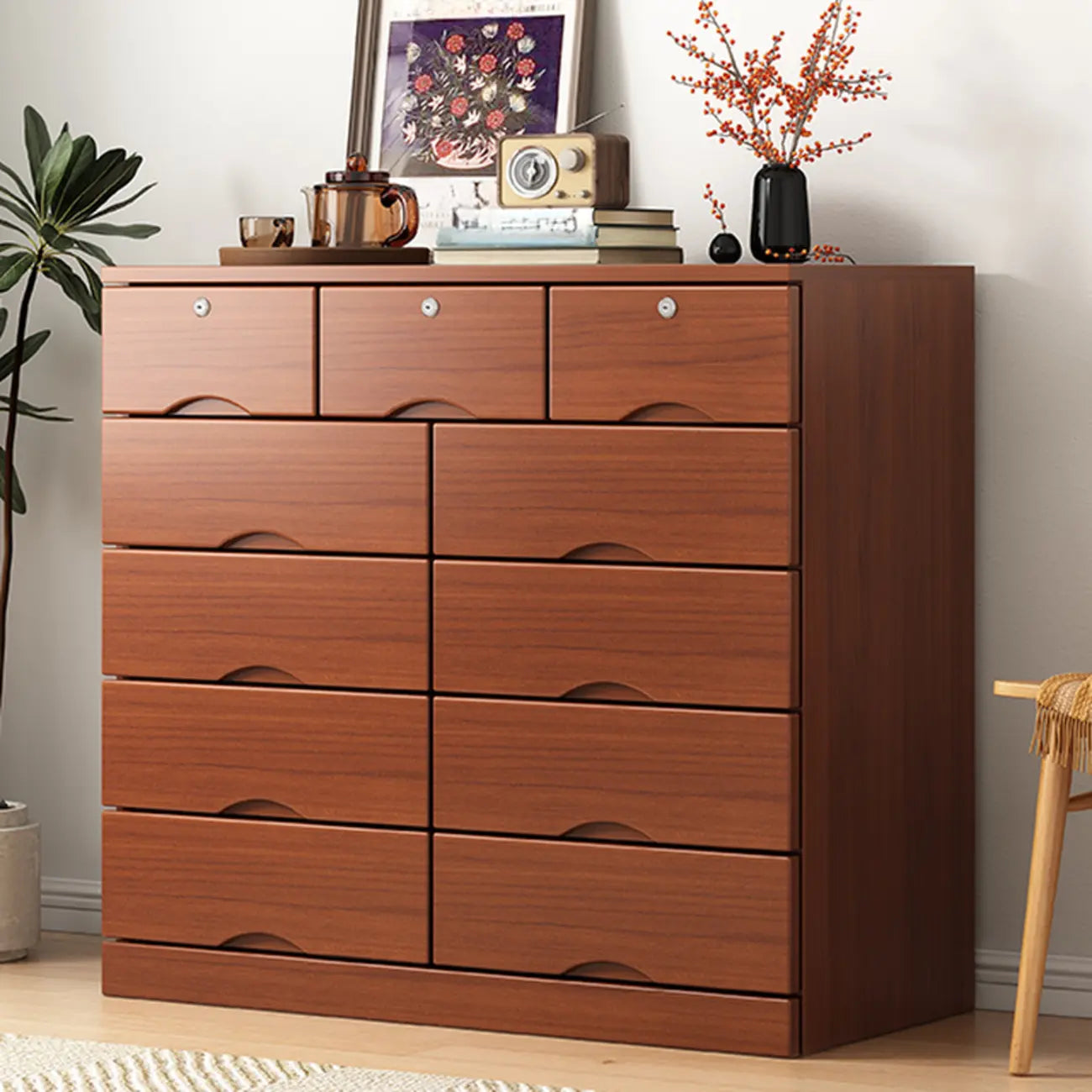 Industrial Solid Wood Combo Dressers with 5-Drawers for Bedroom