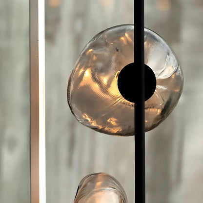 Art Deco 6-Light Clear Glass Geometric Floor Lamp in Black/Gold