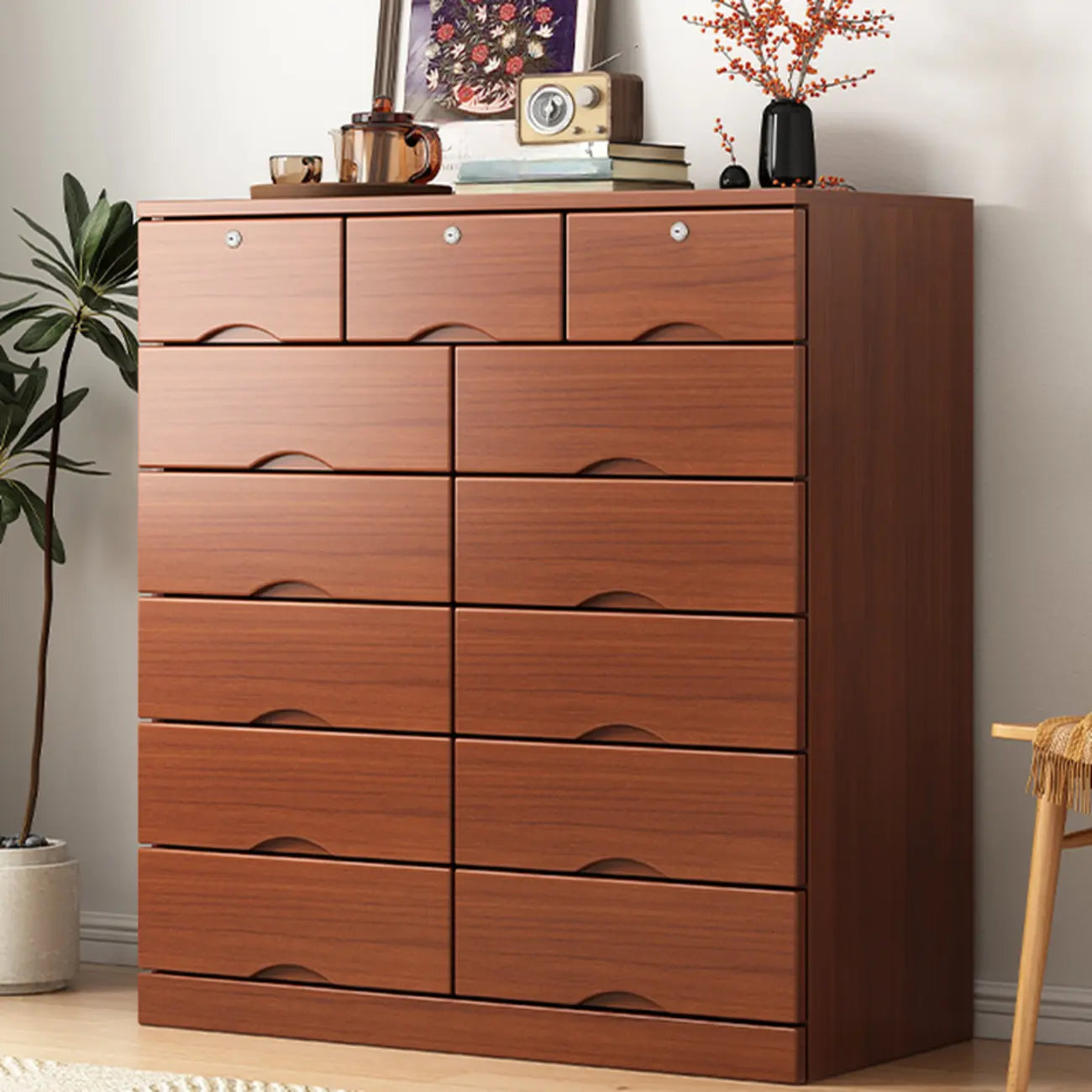 Industrial Solid Wood Combo Dressers with 5-Drawers for Bedroom
