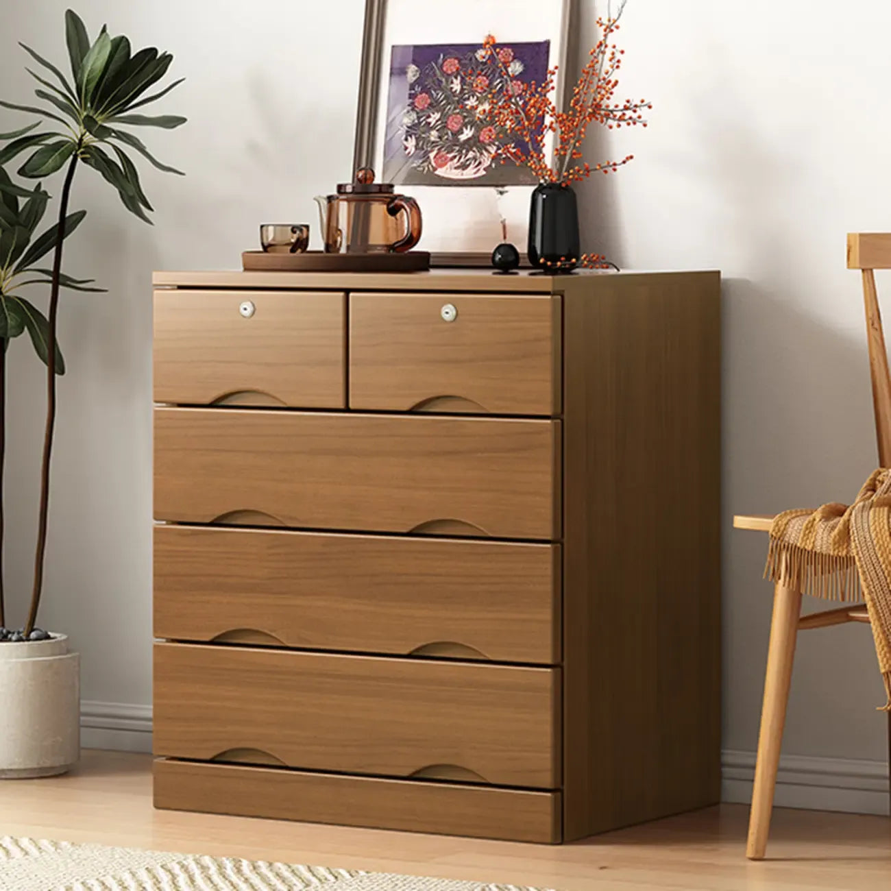 Industrial Solid Wood Combo Dressers with 5-Drawers for Bedroom