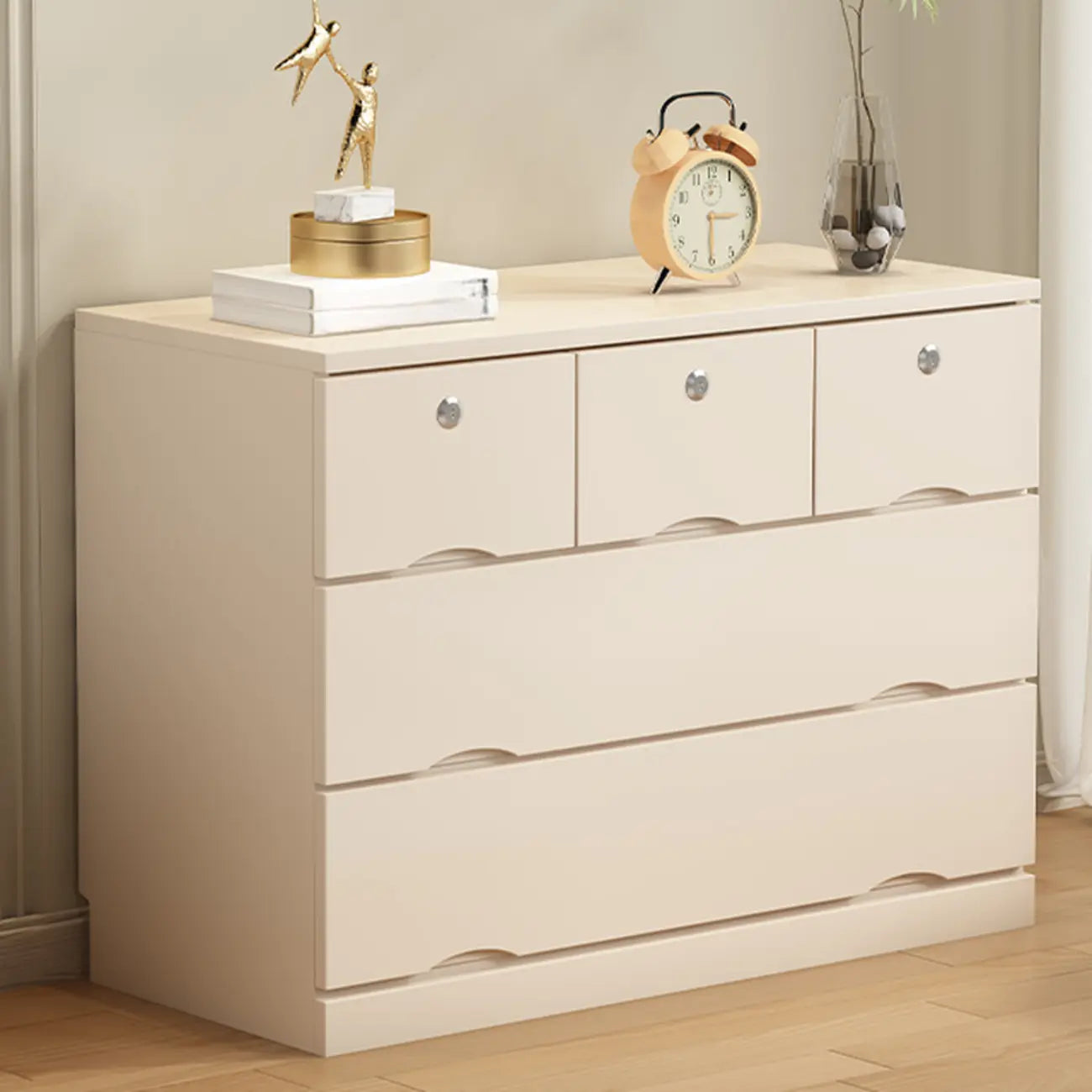 Industrial Solid Wood Combo Dressers with 5-Drawers for Bedroom