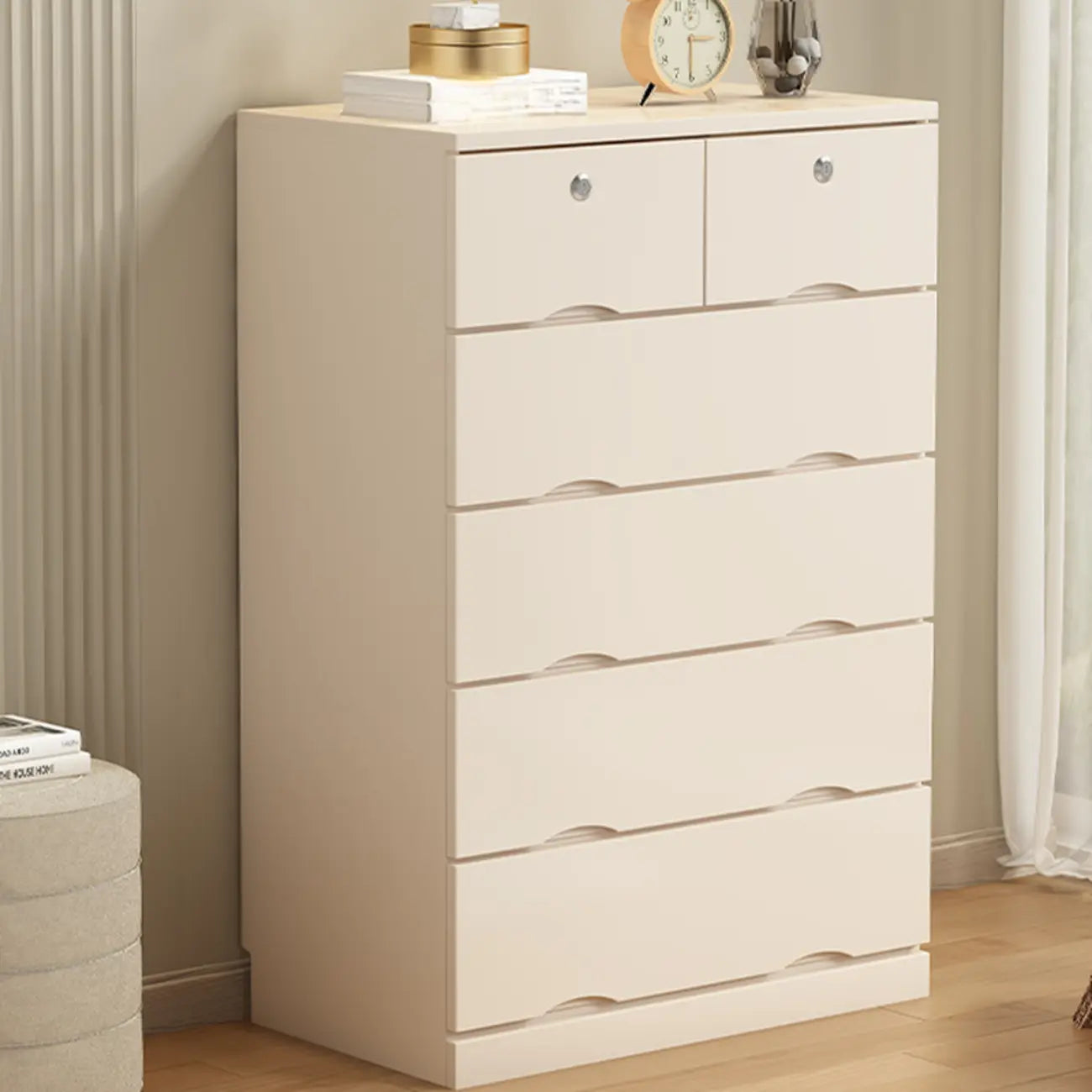 Industrial Solid Wood Combo Dressers with 5-Drawers for Bedroom
