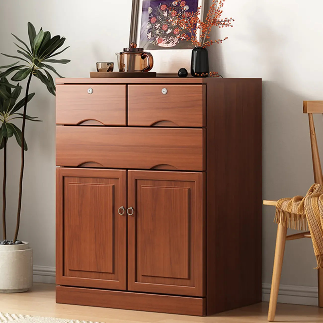 Industrial Solid Wood Combo Dressers with 5-Drawers for Bedroom