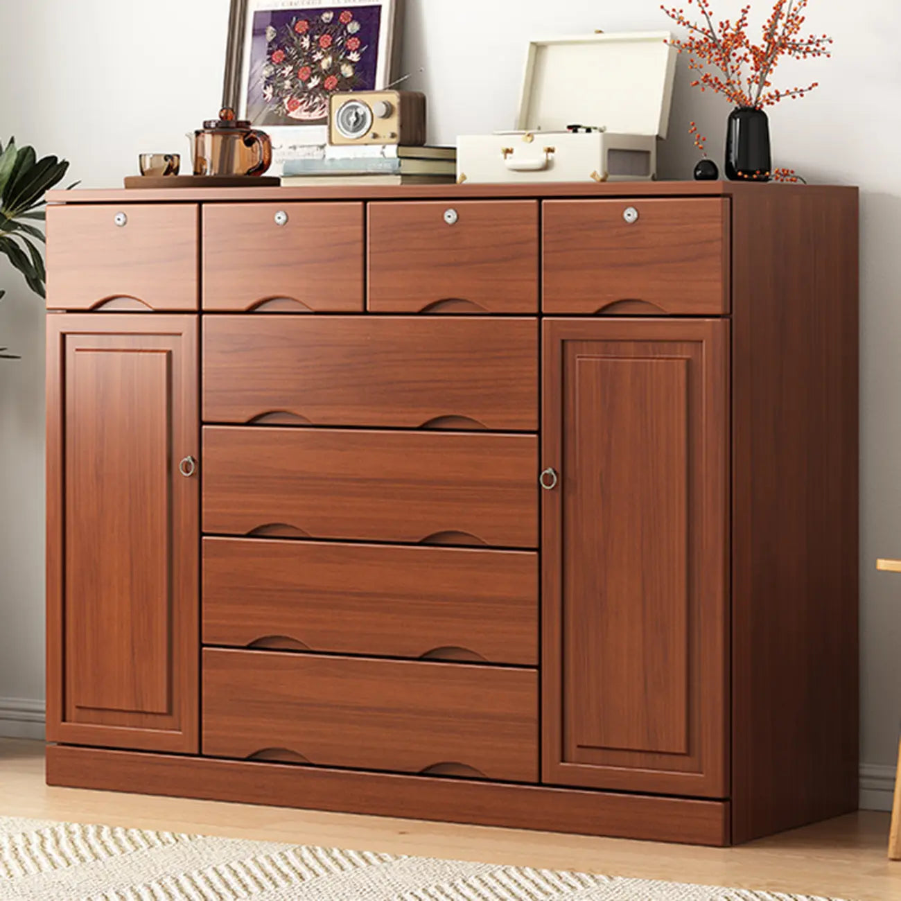 Industrial Solid Wood Combo Dressers with 5-Drawers for Bedroom