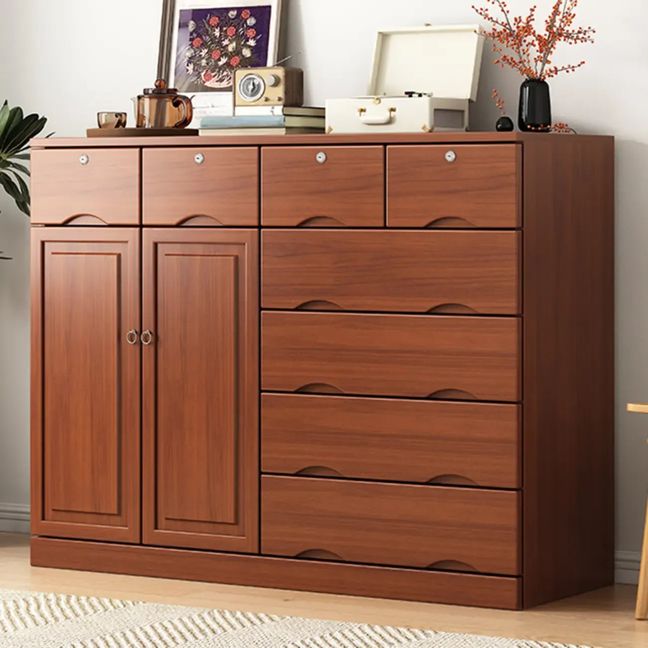 Industrial Solid Wood Combo Dressers with 5-Drawers for Bedroom