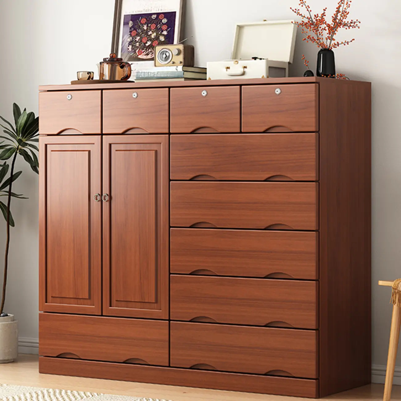 Industrial Solid Wood Combo Dressers with 5-Drawers for Bedroom
