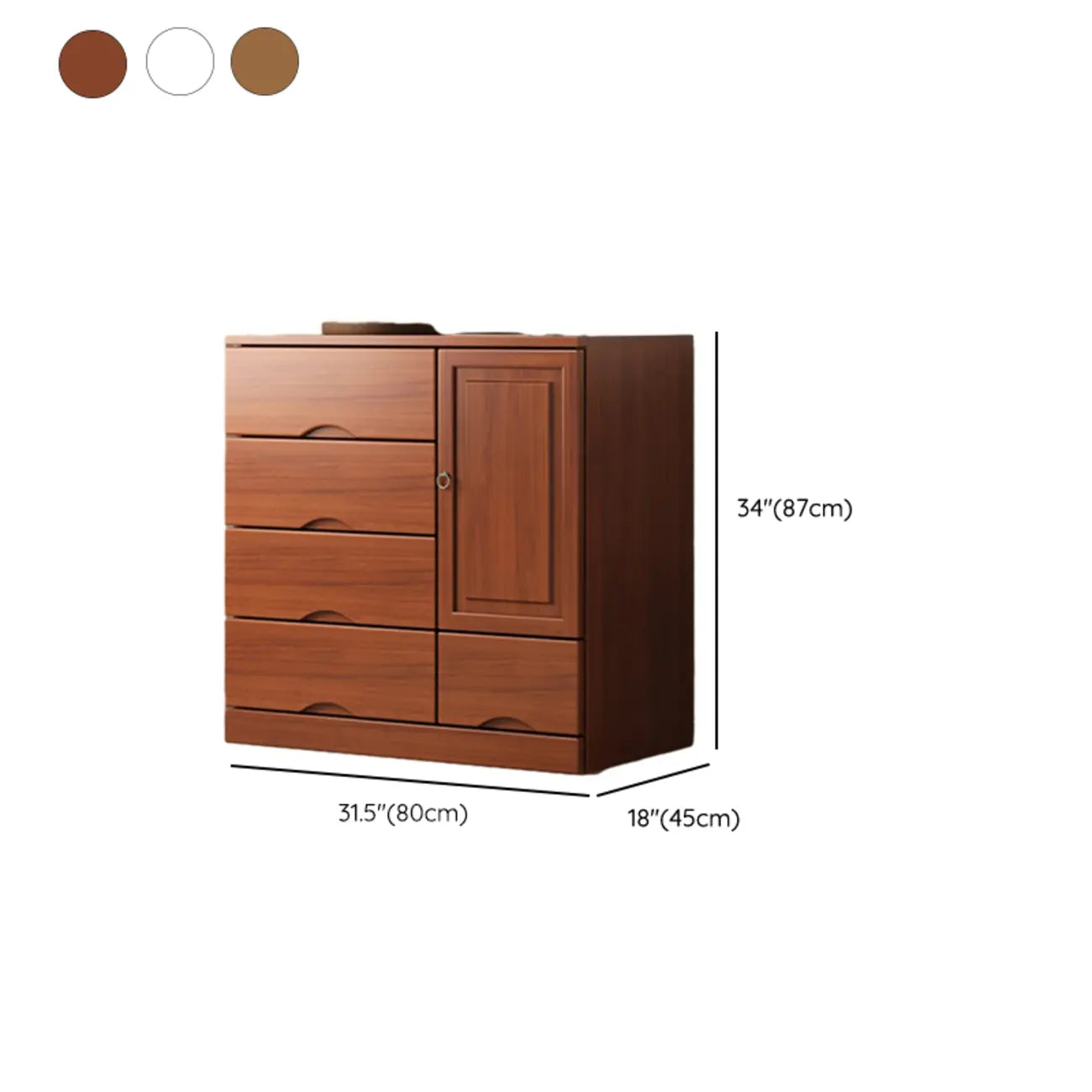 Industrial Solid Wood Combo Dressers with 5-Drawers for Bedroom
