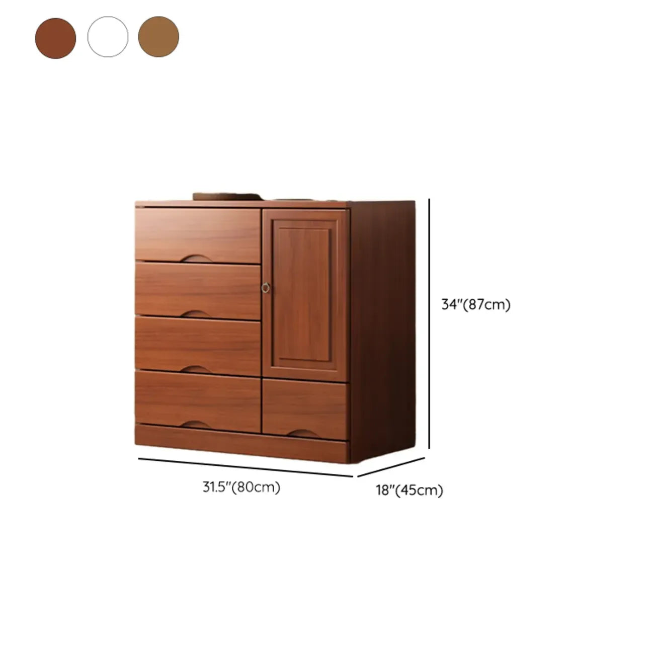 Industrial Solid Wood Combo Dressers with 5-Drawers for Bedroom
