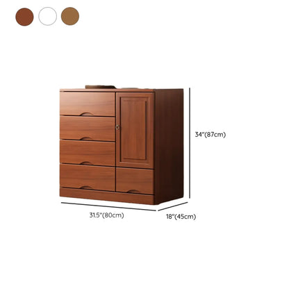 Industrial Solid Wood Combo Dressers with 5-Drawers for Bedroom