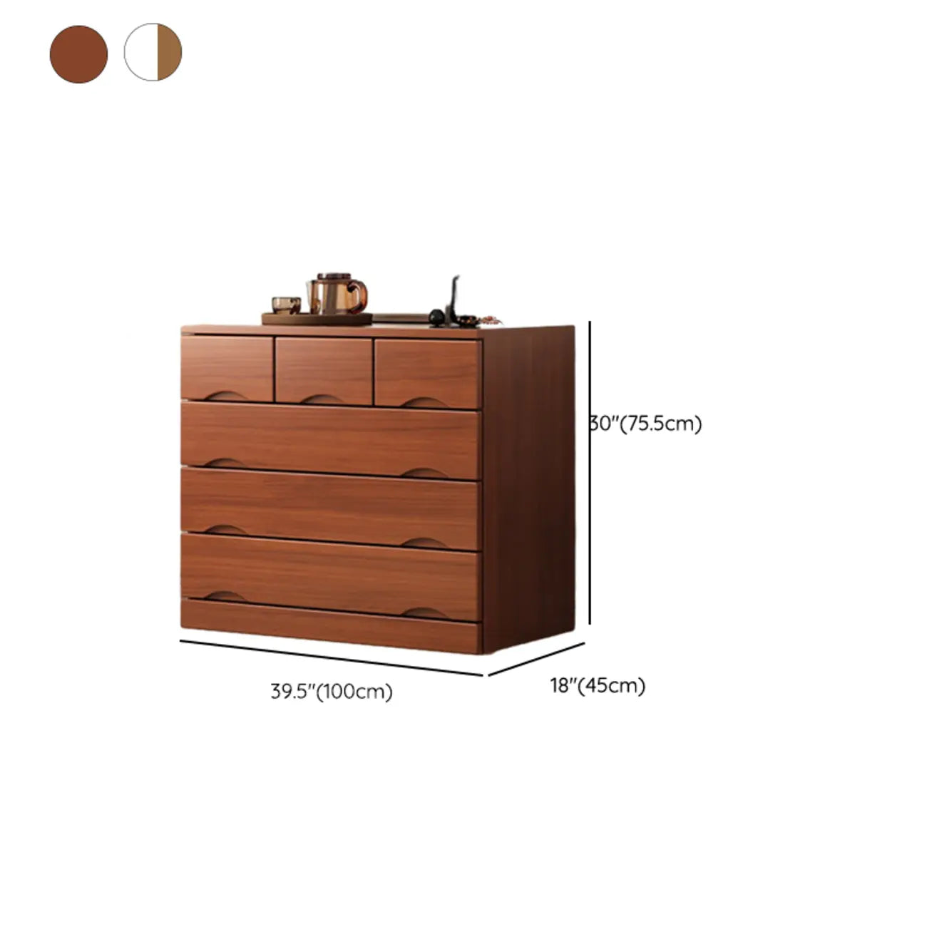 Industrial Solid Wood Combo Dressers with 5-Drawers for Bedroom