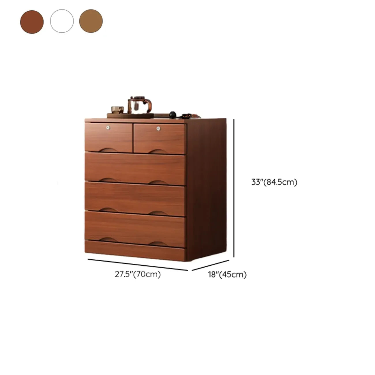 Industrial Solid Wood Combo Dressers with 5-Drawers for Bedroom