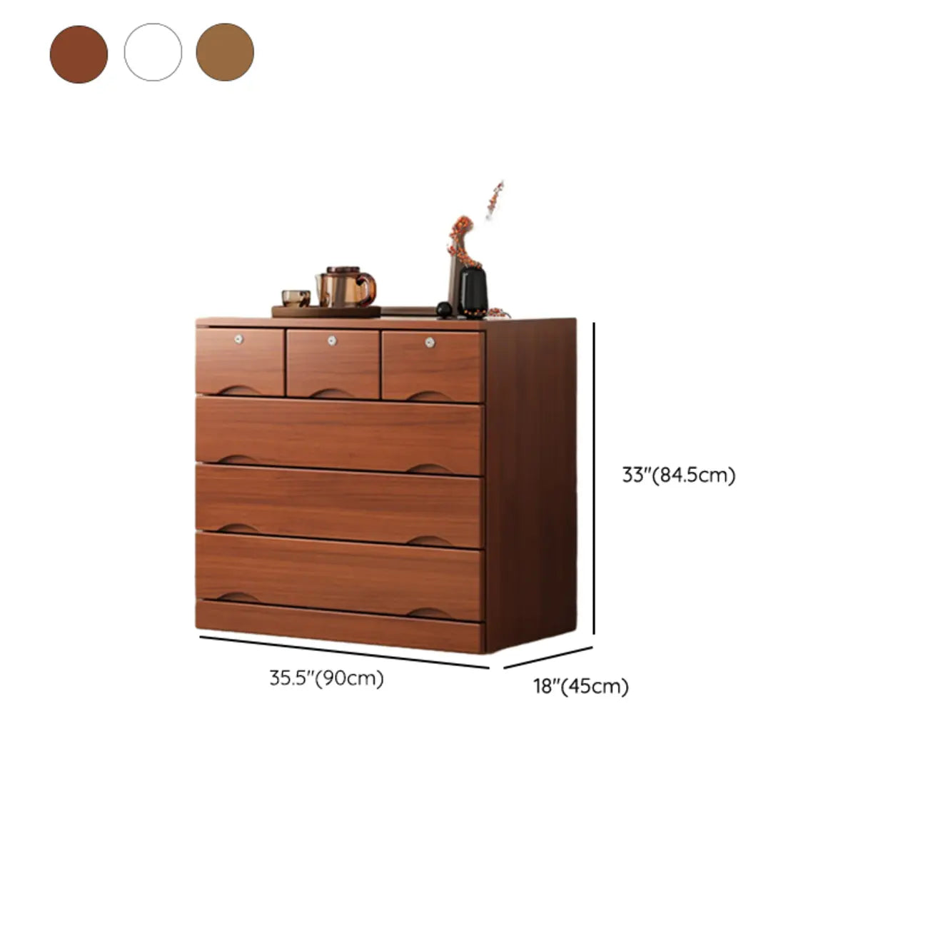 Industrial Solid Wood Combo Dressers with 5-Drawers for Bedroom