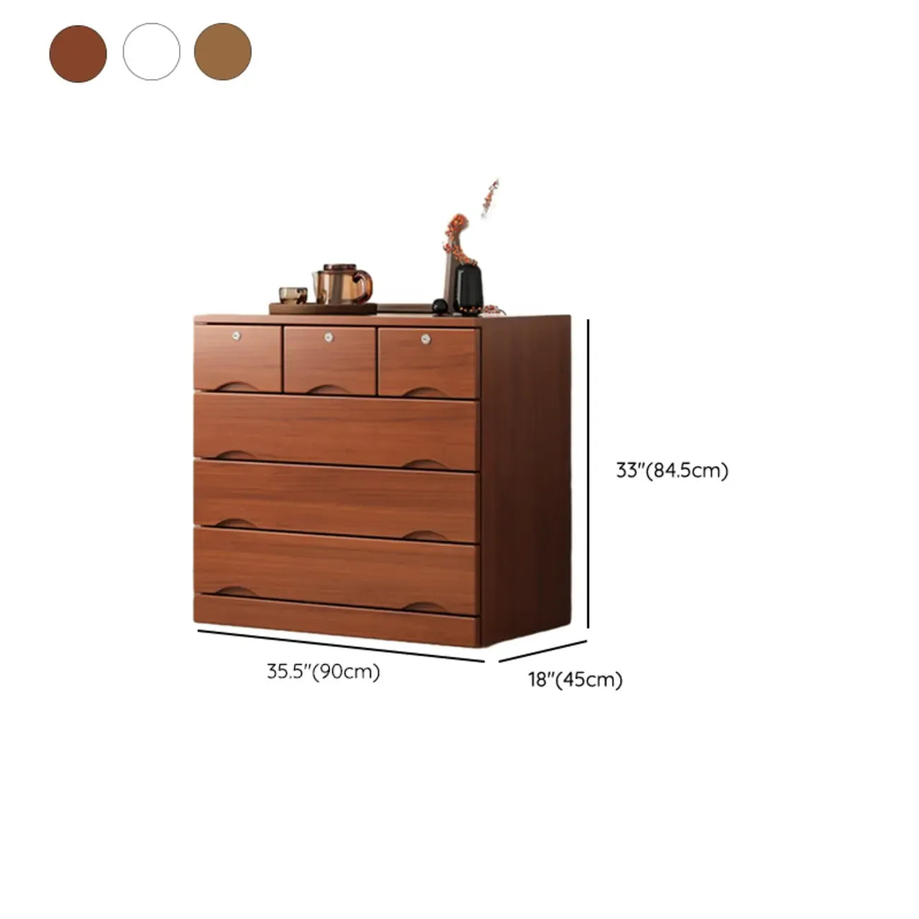 Industrial Solid Wood Combo Dressers with 5-Drawers for Bedroom