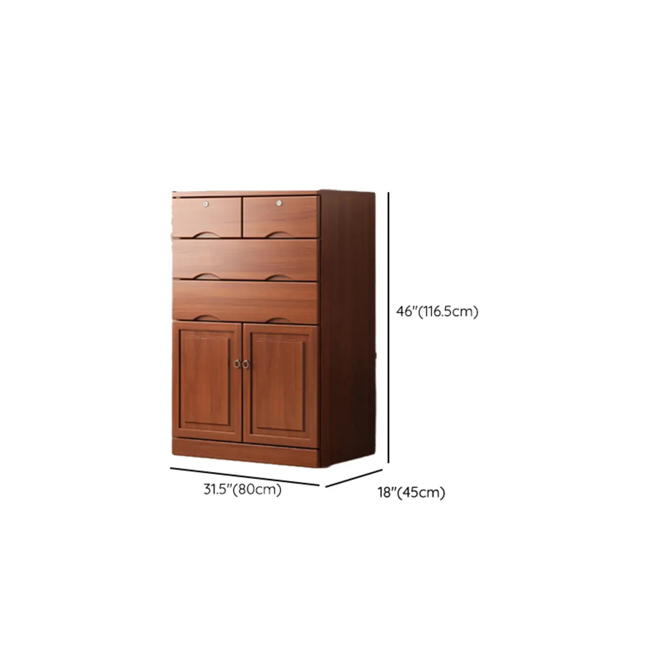 Industrial Solid Wood Combo Dressers with 5-Drawers for Bedroom