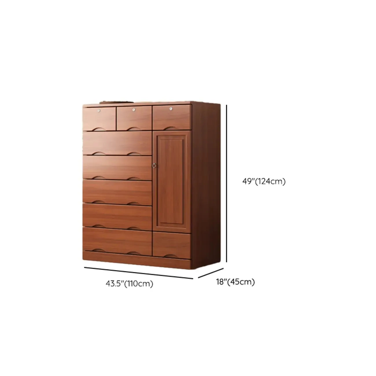 Industrial Solid Wood Combo Dressers with 5-Drawers for Bedroom