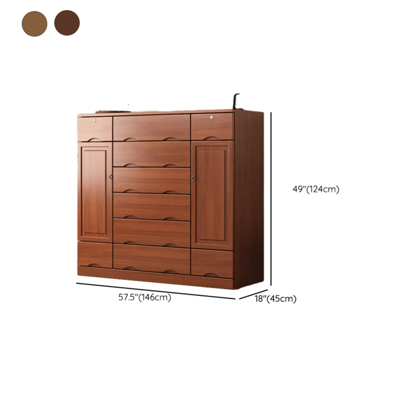 Industrial Solid Wood Combo Dressers with 5-Drawers for Bedroom