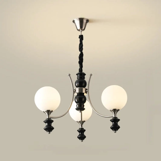 Vintage Black LED Chandelier with Metal and Glass Design