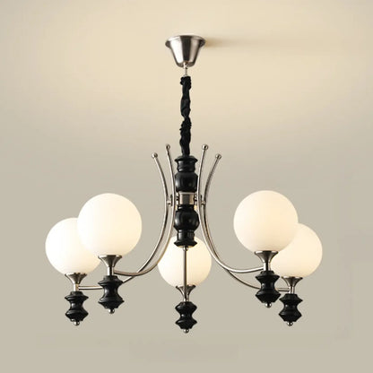Vintage Black LED Chandelier with Metal and Glass Design