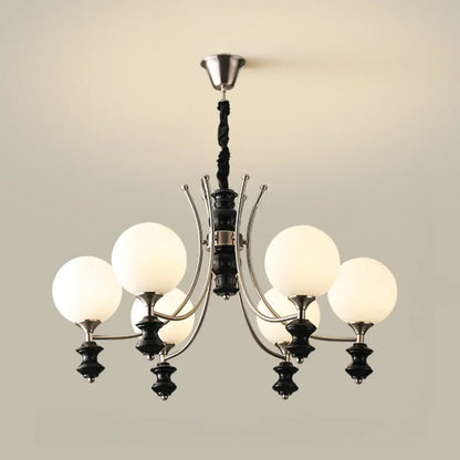 Vintage Black LED Chandelier with Metal and Glass Design