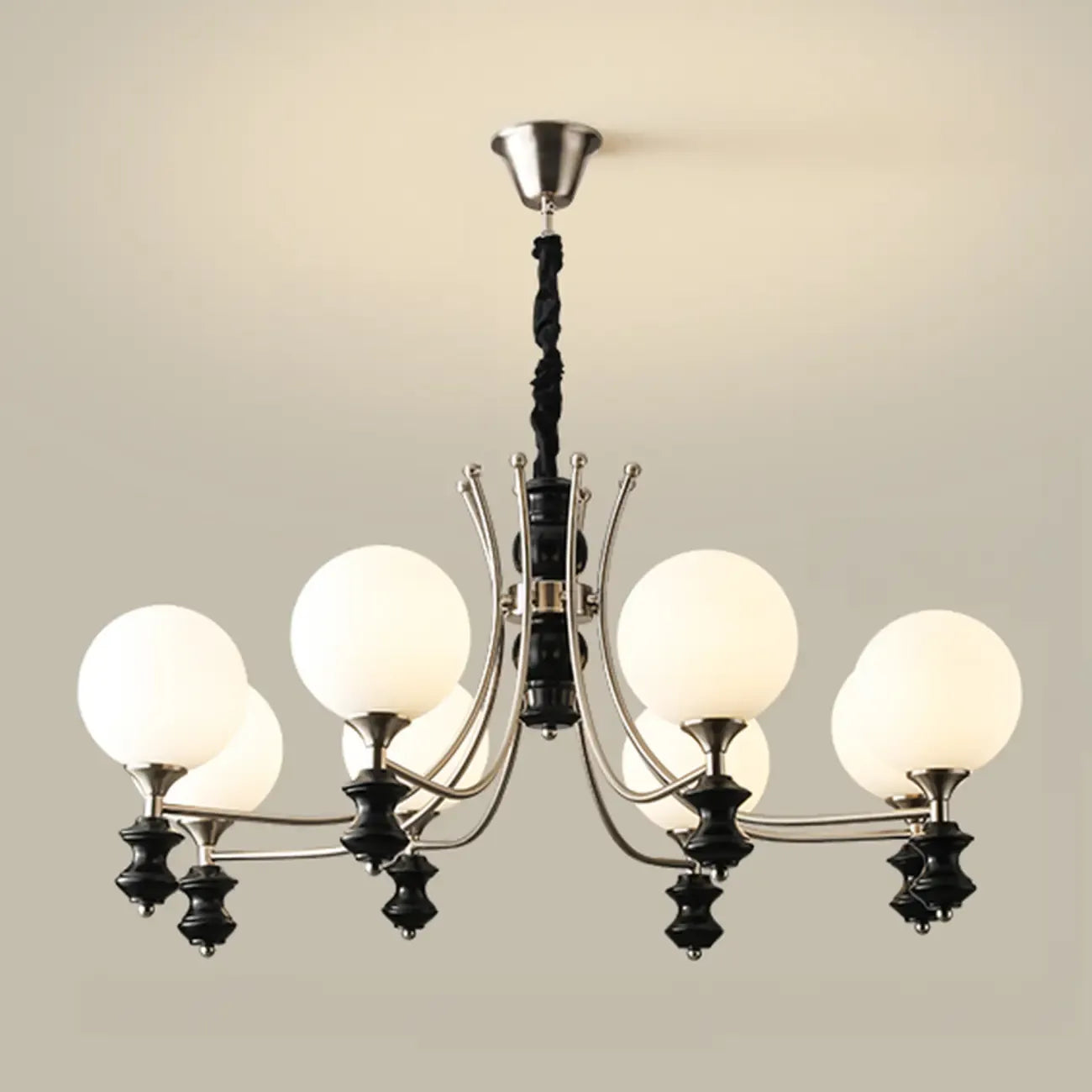 Vintage Black LED Chandelier with Metal and Glass Design