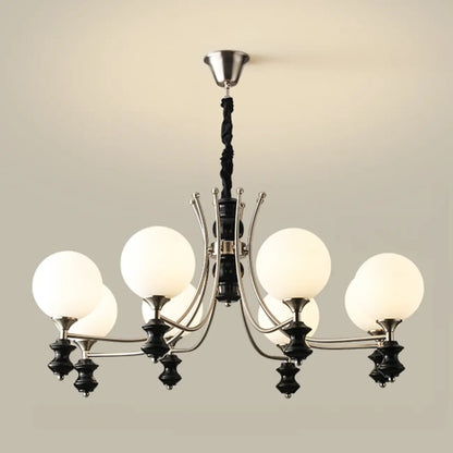 Vintage Black LED Chandelier with Metal and Glass Design