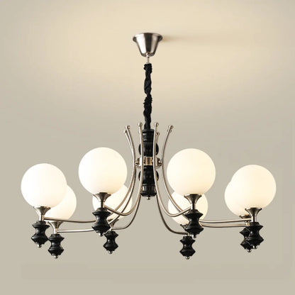 Vintage Black LED Chandelier with Metal and Glass Design