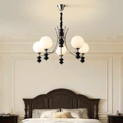 Vintage Black LED Chandelier with Metal and Glass Design