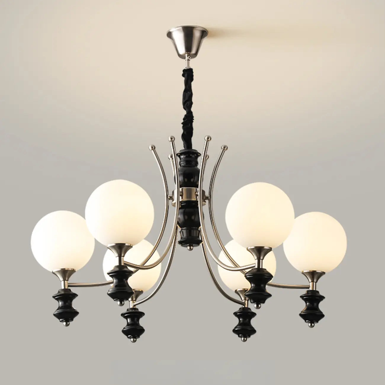Vintage Black LED Chandelier with Metal and Glass Design