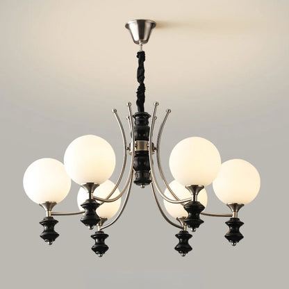 Vintage Black LED Chandelier with Metal and Glass Design