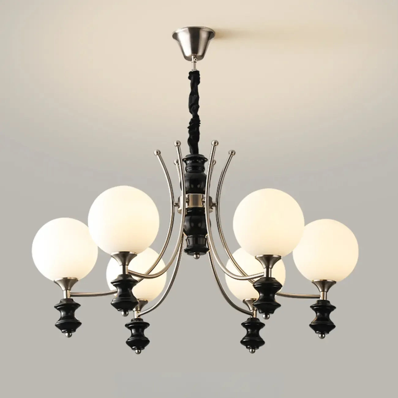 Vintage Black LED Chandelier with Metal and Glass Design