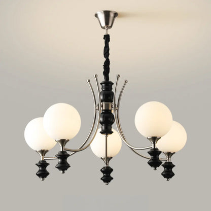 Vintage Black LED Chandelier with Metal and Glass Design