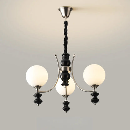Vintage Black LED Chandelier with Metal and Glass Design