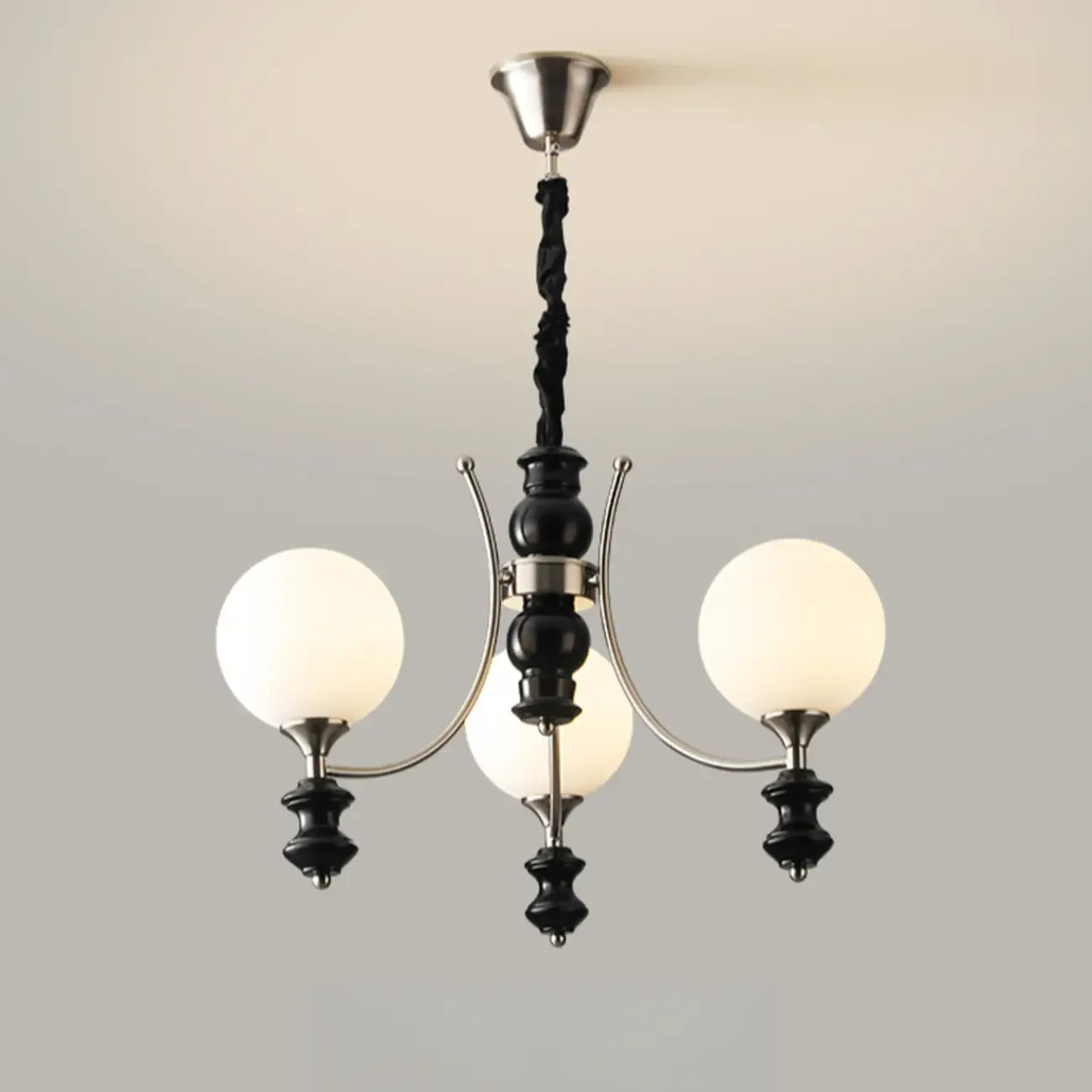 Vintage Black LED Chandelier with Metal and Glass Design