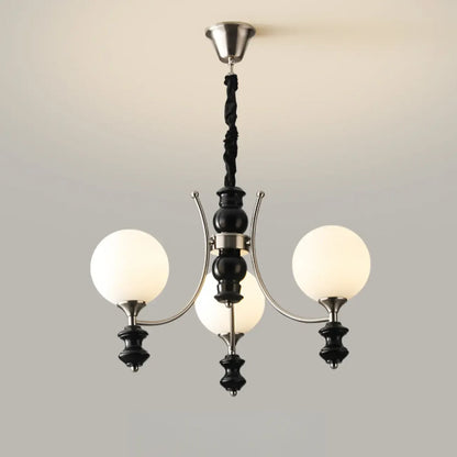 Vintage Black LED Chandelier with Metal and Glass Design