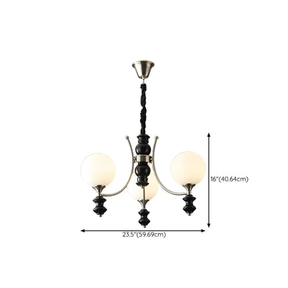 Vintage Black LED Chandelier with Metal and Glass Design