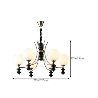 Vintage Black LED Chandelier with Metal and Glass Design